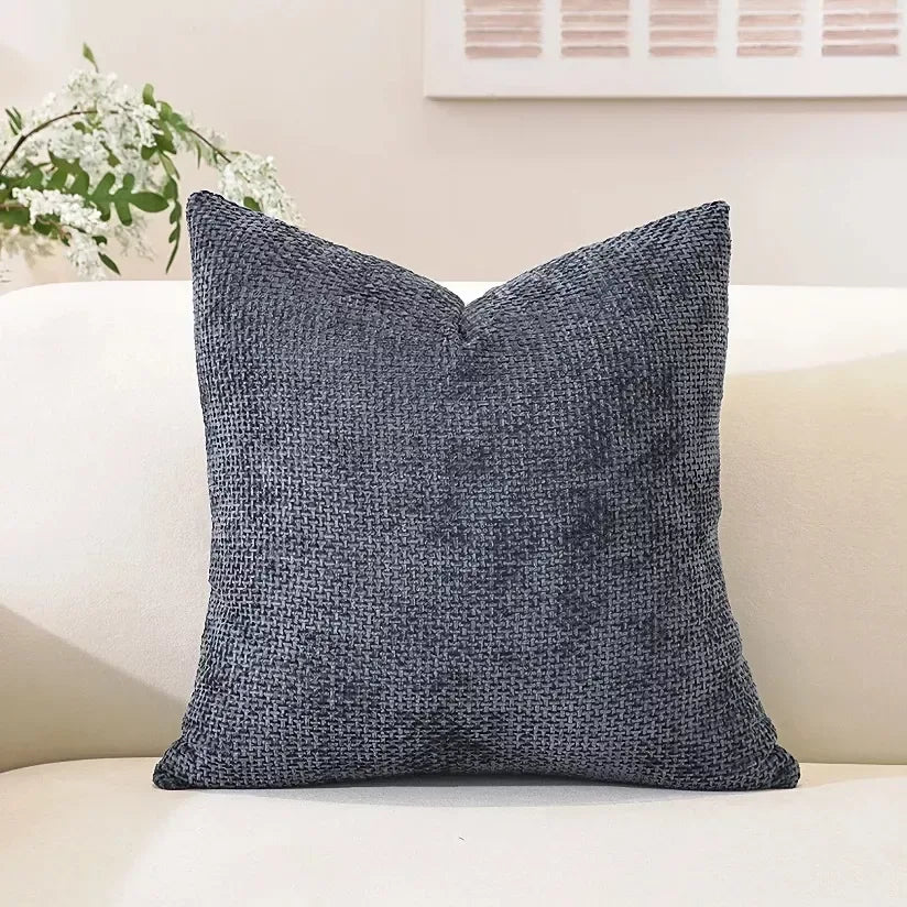 Easy-Clean Modern Solid Color Chenille Sofa Cushion Cover – Plush Square Pillowcase - DSARD