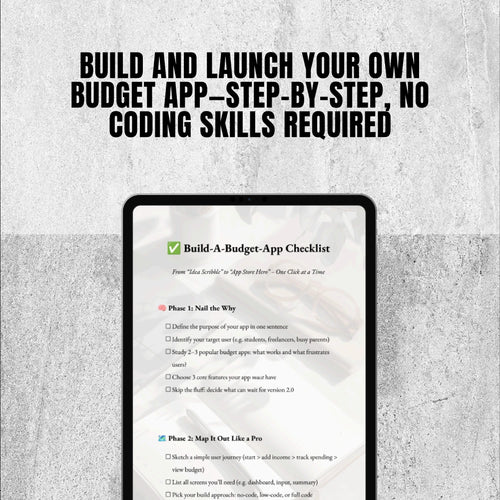 Build-A-Budget-App Checklist | How to Make a Budget App | Digital Download for Beginners & Creators