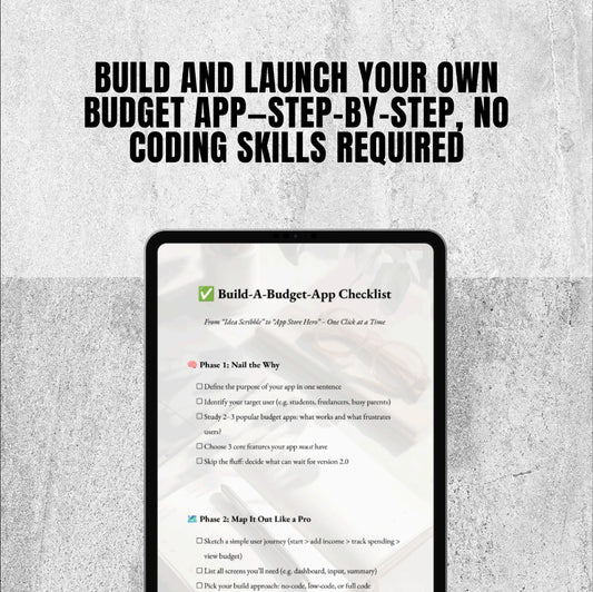 Build-A-Budget-App Checklist | How to Make a Budget App | Digital Download for Beginners & Creators