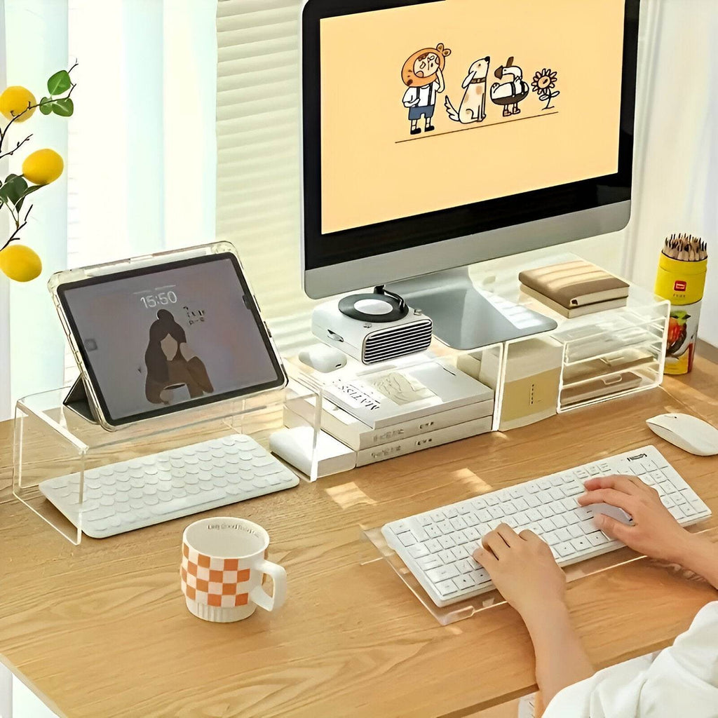 Premium Acrylic Keyboard Stand - Compact Ergonomic Desktop Riser