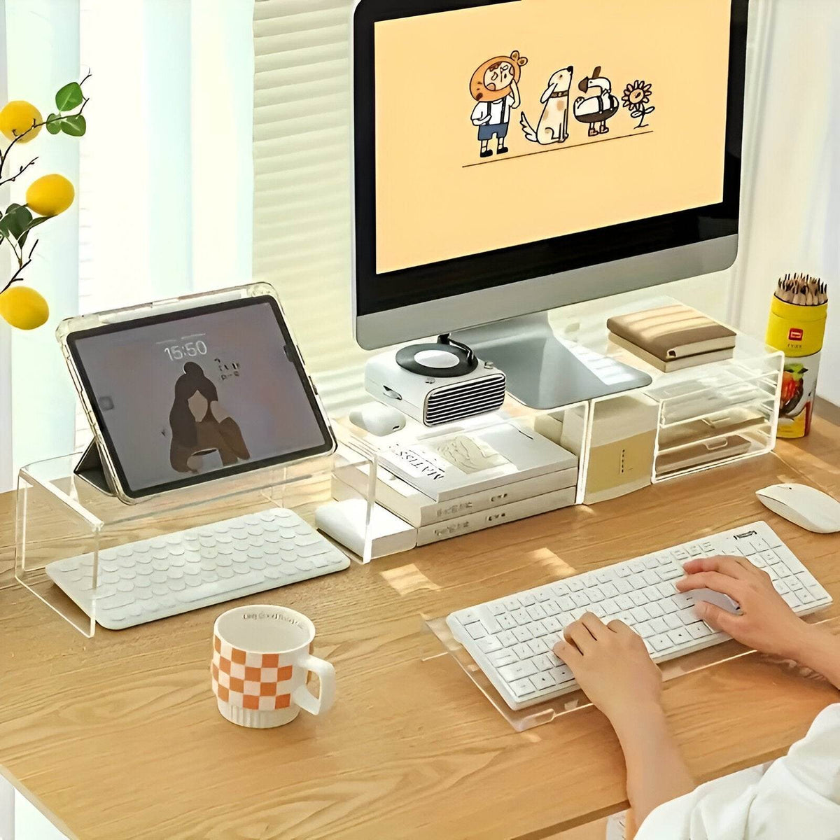 Premium Acrylic Keyboard Stand - Compact Ergonomic Desktop Riser