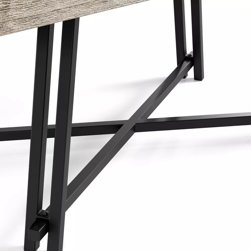 Modern 84″ Solid Wood Rectangle Dining Table with Metal Trestle Base - DSARD