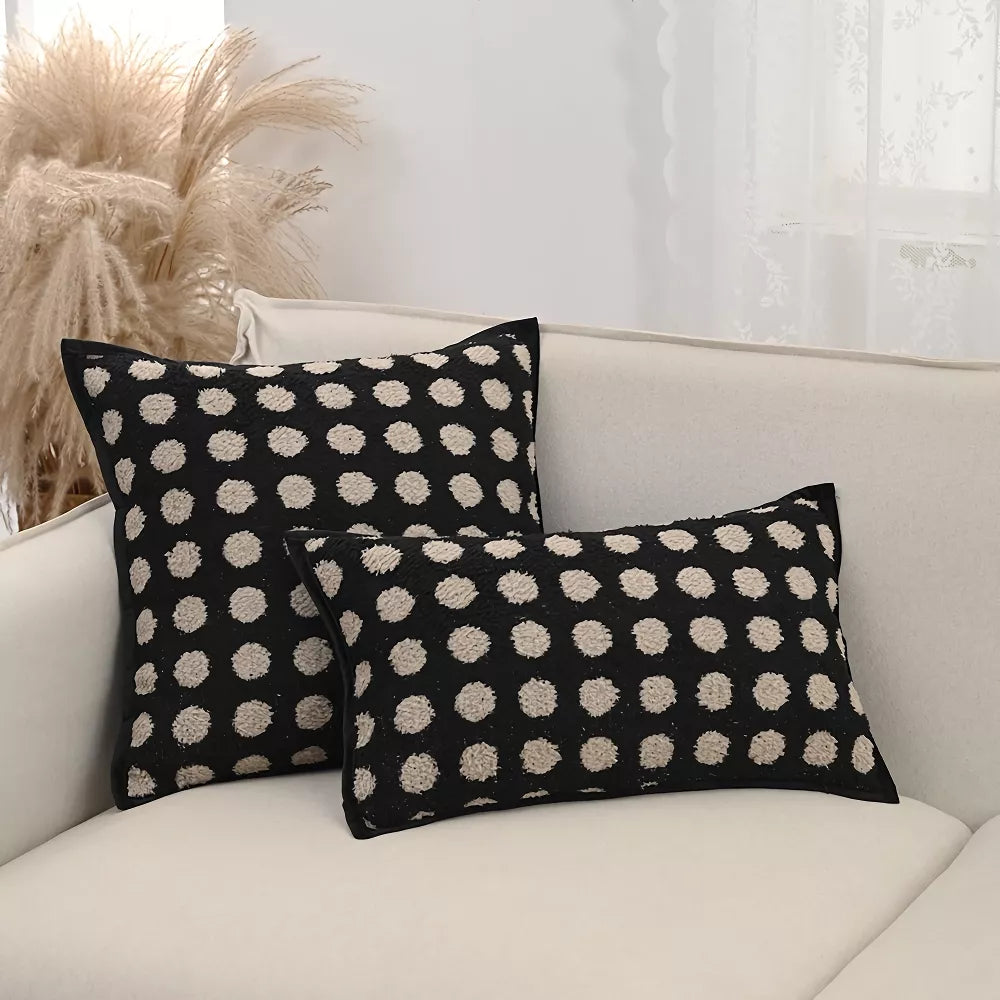 Lux Tufted Velvet Throw Pillow Cover – Black Jacquard 18×18 / 12×12 Inch
