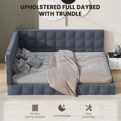 Modern Grey Wooden Daybed Frame with Wood Slat Support - DSARD