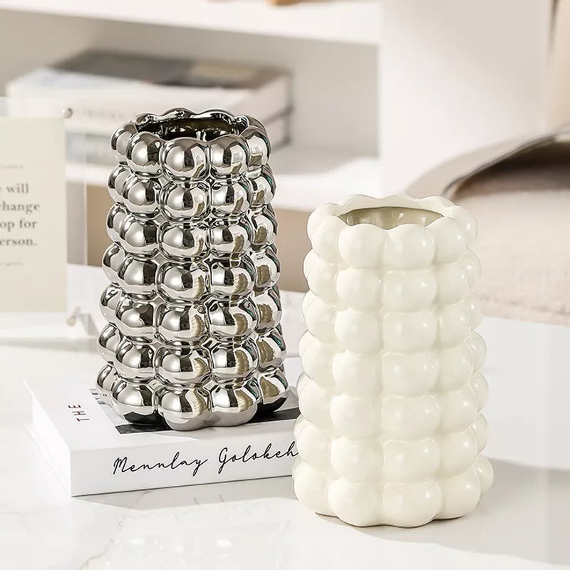 Modern Nordic Electroplated Ceramic Vase – Luxury Home Flower Décor