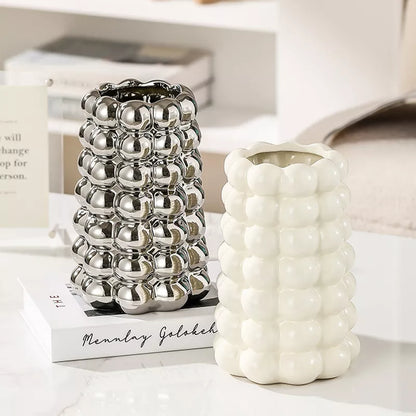 Modern Nordic Electroplated Ceramic Vase – Luxury Home Flower Décor