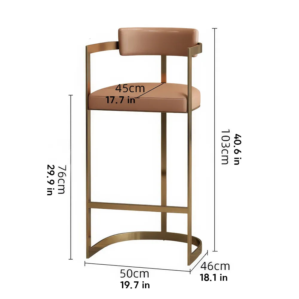 Minimalist Modern Bar Chair with Handrails – High Back, Synthetic Leather - DSARD