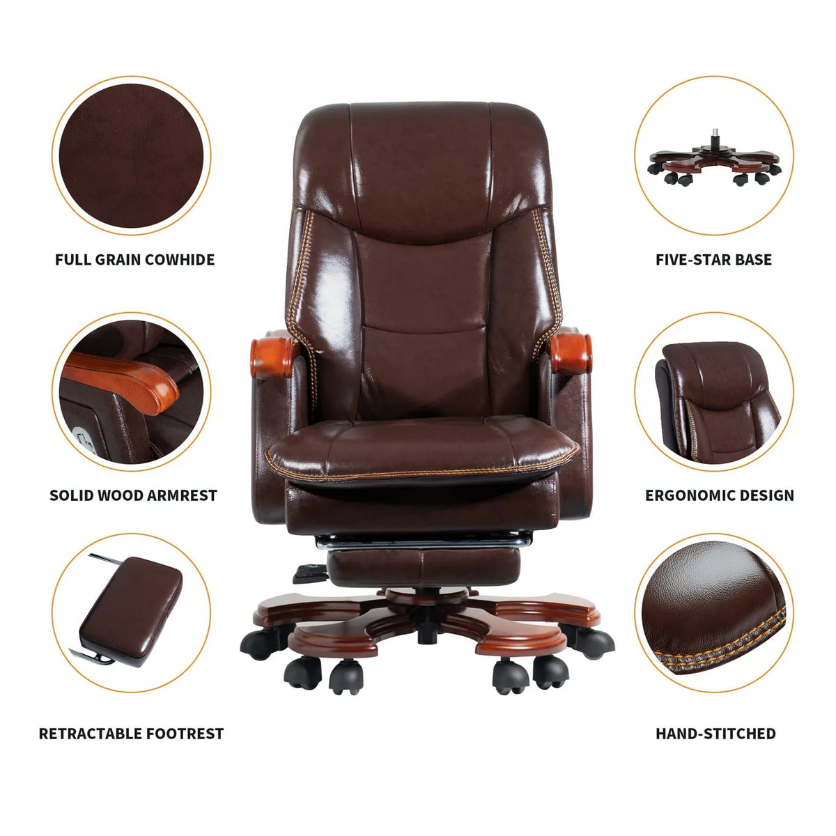 Luxury Ergonomic Swivel Office Chair with Armrests and Rollers - DSARD