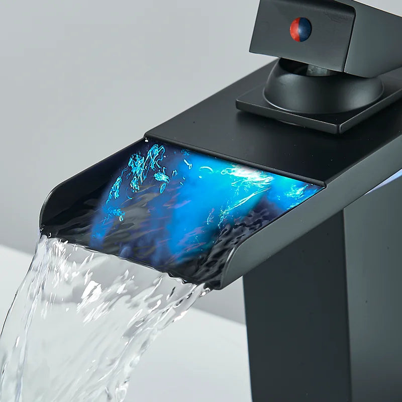 DSARD Contemporary Wall-Mounted Waterfall Faucet with LED Temperature Indicator