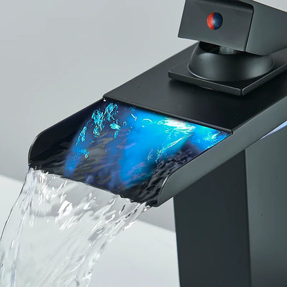DSARD Contemporary Wall-Mounted Waterfall Faucet with LED Temperature Indicator