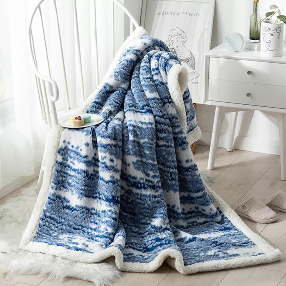 Cotton Velvet Blanket with Double-Sided Lambskin – Soft, Warm & Multifunctional
