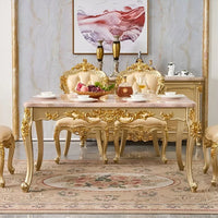 Luxury Gold European Solid Wood Dining Table - DSARD