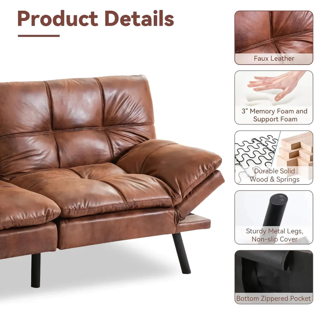 Luxury Memory Foam Loveseat Sofa Bed – Convertible Euro Lounger for Compact Spaces - DSARD
