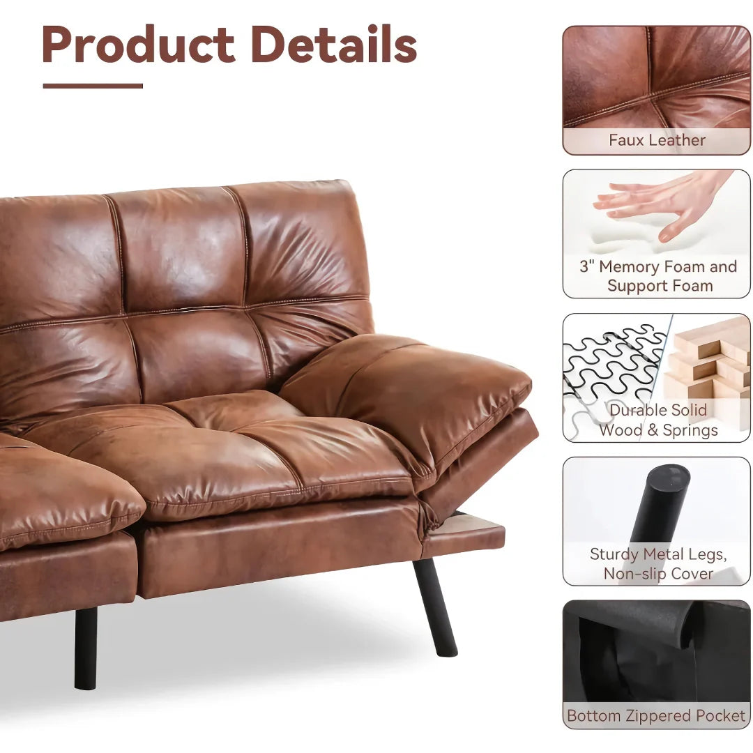 Luxury Memory Foam Loveseat Sofa Bed – Convertible Euro Lounger for Compact Spaces - DSARD