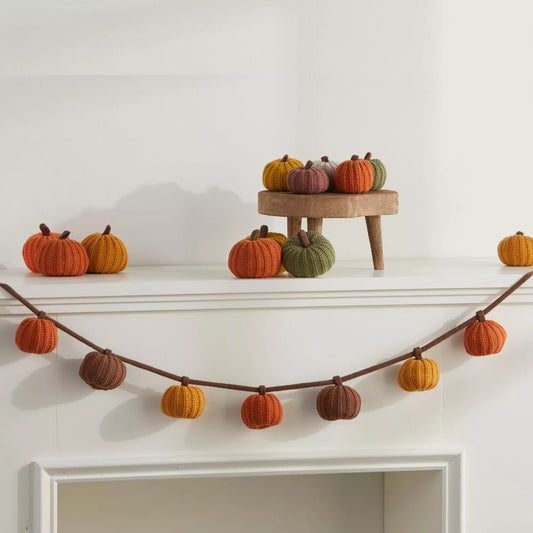 Knit Pumpkin Garland – Cozy Fall Decor Banner