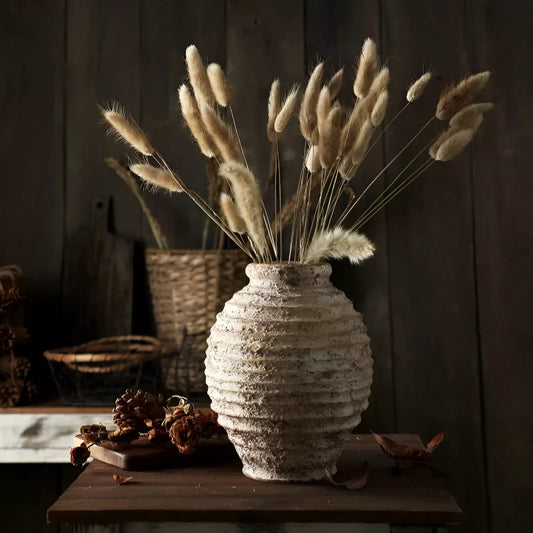 Vintage Handmade Ceramic Rough Clay Pottery Vase – 8.5″ Tabletop Decor