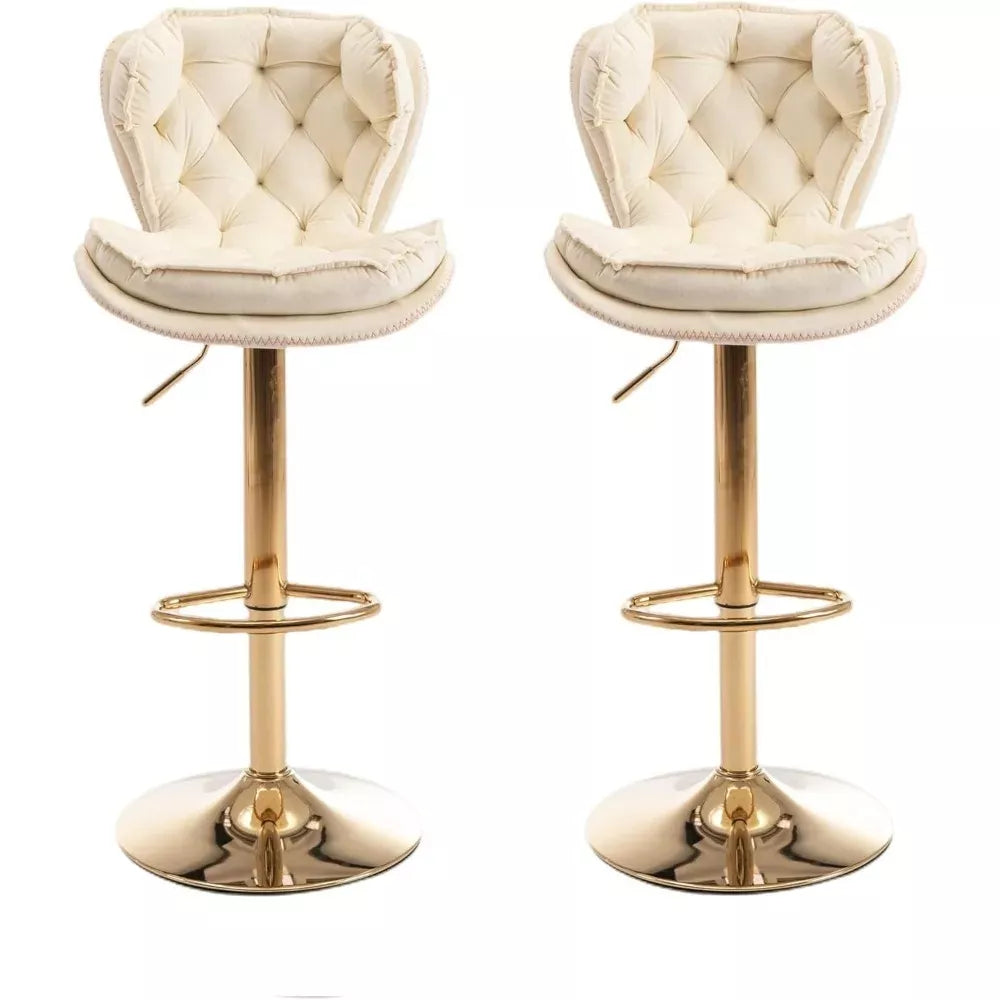 Modern Swivel Velvet Bar Stool with Gold Base - DSARD