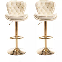 Modern Swivel Velvet Bar Stool with Gold Base - DSARD