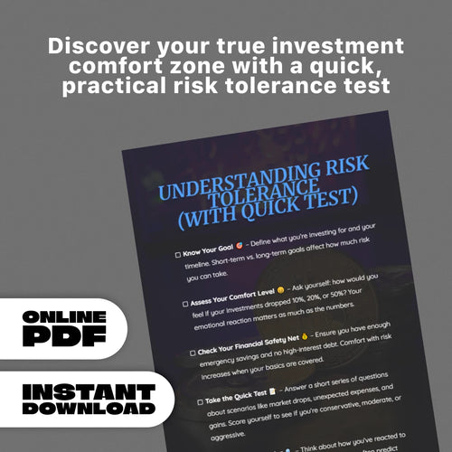 Understanding Risk Tolerance (With Quick Test) – Investing Checklist, Digital Download, Guide for Beginners, Financial Planning, Risk Management, eBook PDF