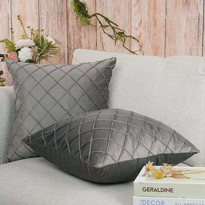 Set of 2 Velvet Pillow Covers Decorative Square Cushion Cases with Hidden Zipper