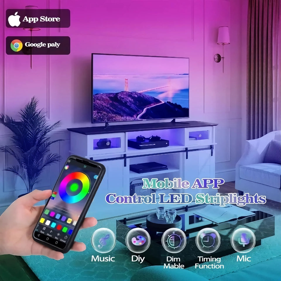 Fireplace TV Stand with RGB Lighting and Electric Fireplace Insert - DSARD