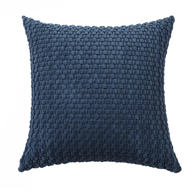 Modern Velvet Pillowcase with 3D Bubble Plush Wrap – Solid Color Cushion Cover