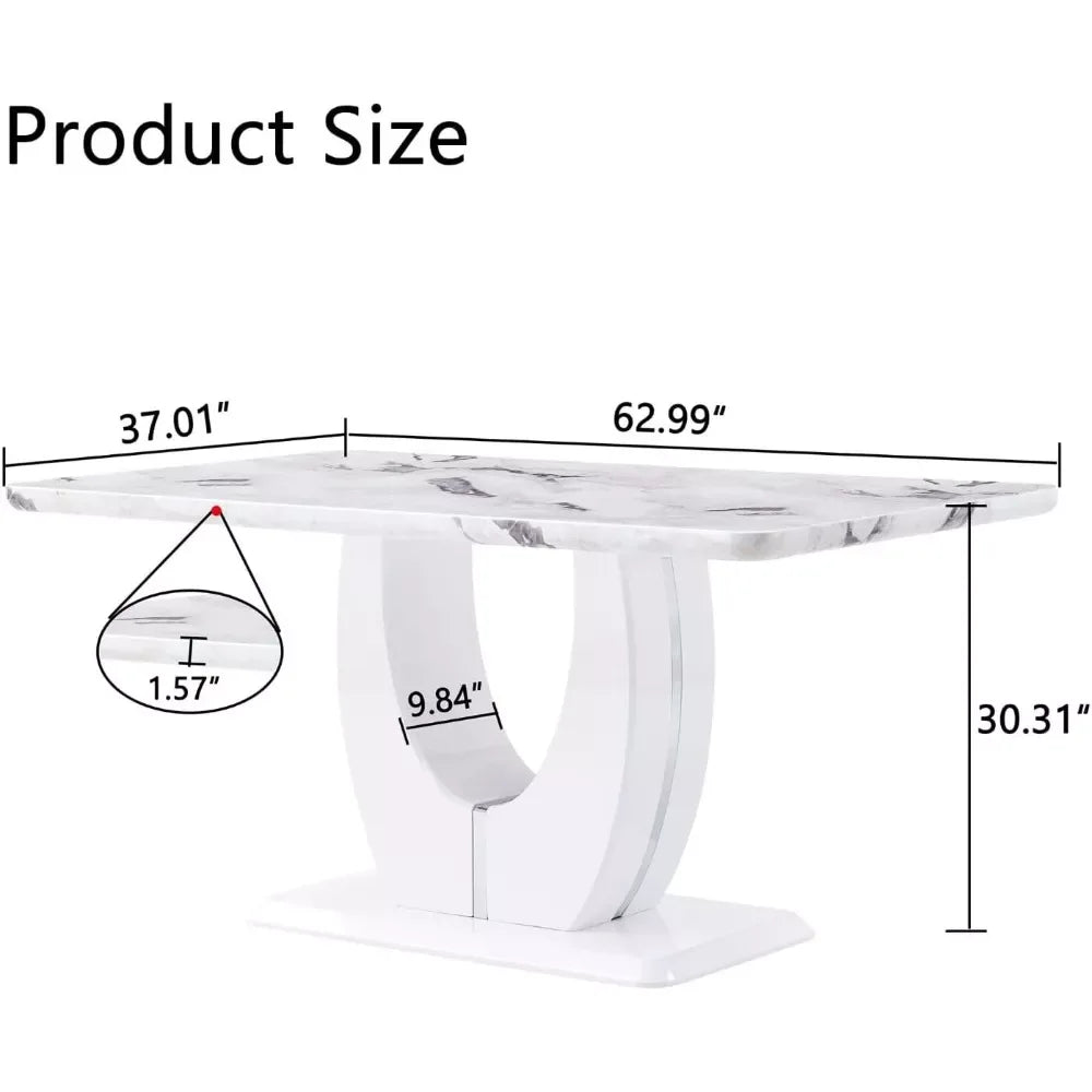 63″ Modern Rectangular Marble Dining Table for 6 – Imitation Marble Top - DSARD - DSARD