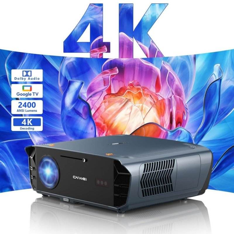 Newest 3500 ANSI 4K UHD Smart Google TV Projector with Auto Focus & Dolby Sound