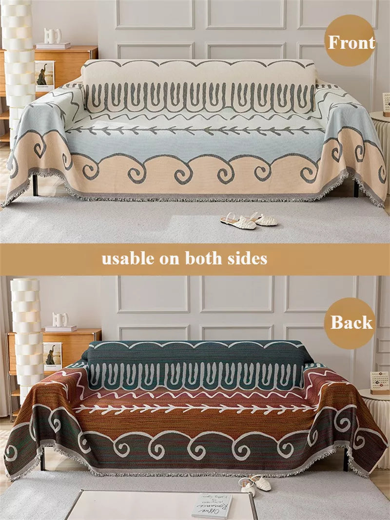 Double-Sided Chenille Floral Sofa Blanket – Breathable, Soft & Versatile Throw