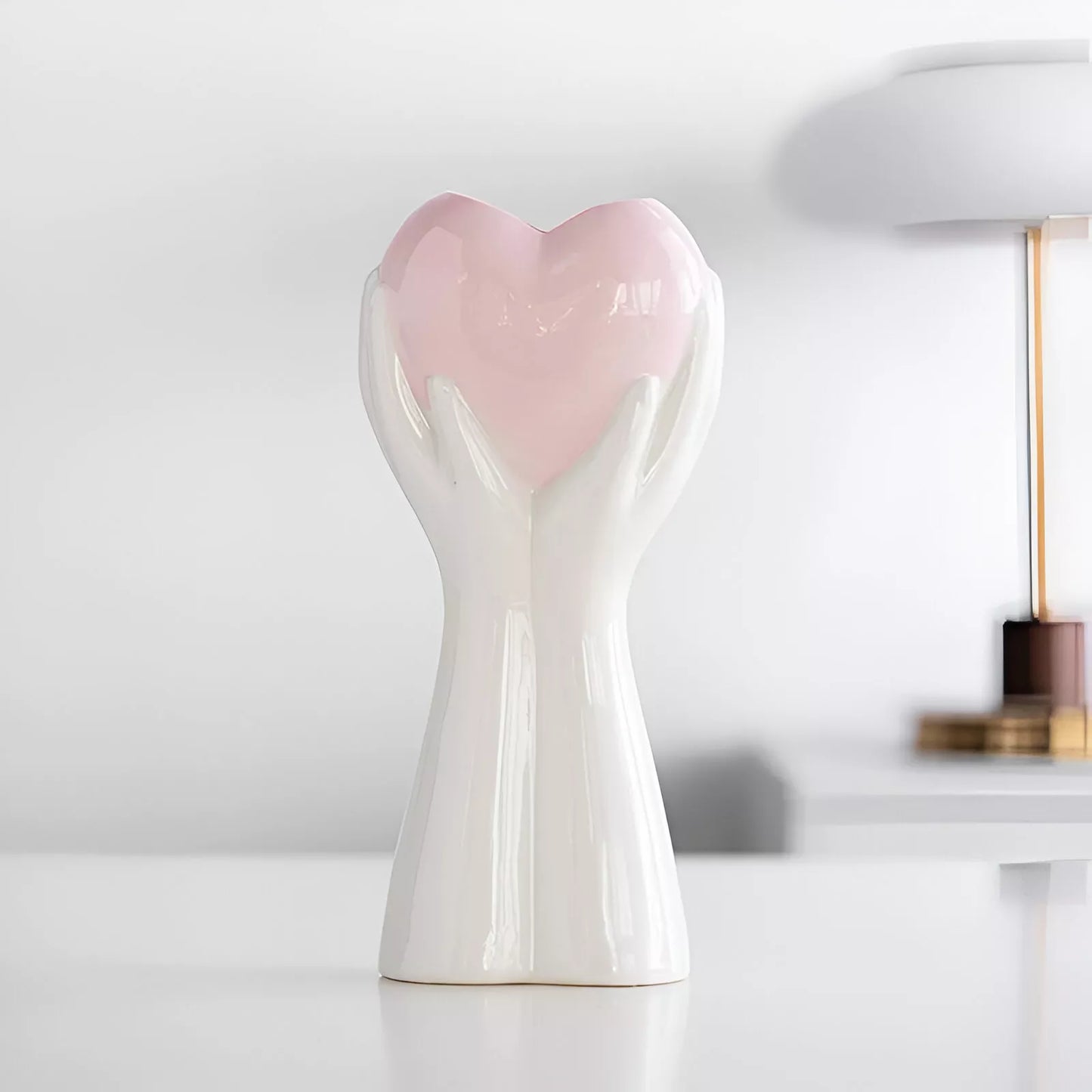 Modern Boho Heart Hands Ceramic Vase