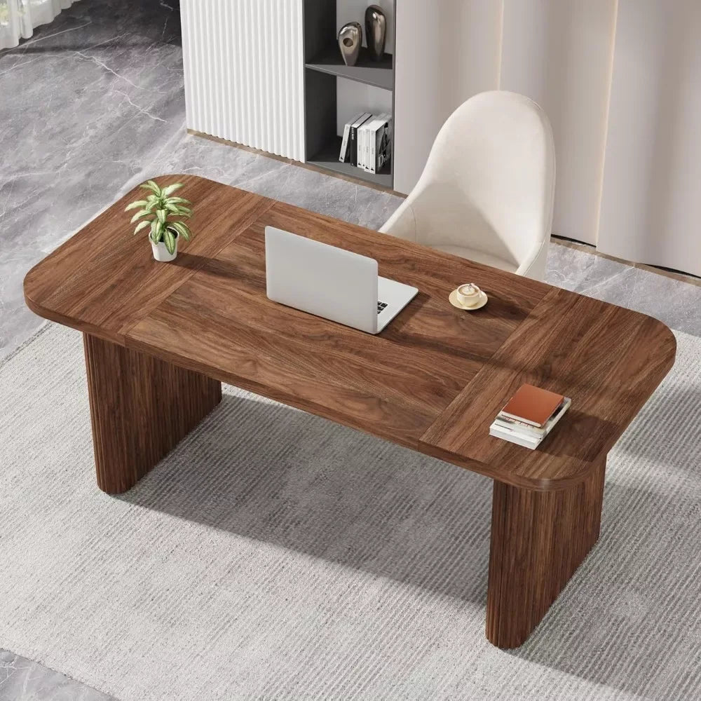 62″ Executive Desk with Double Pedestal and Natural Wood Top - DSARD - DSARD