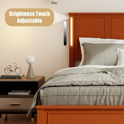 Queen Size Wooden Bed Frame with Headboard, Rustic Platform Bed with LED Lights & Charging Station - DSARD