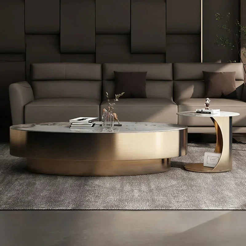 Marble Oval Coffee Table – Nordic Minimalist Living Room