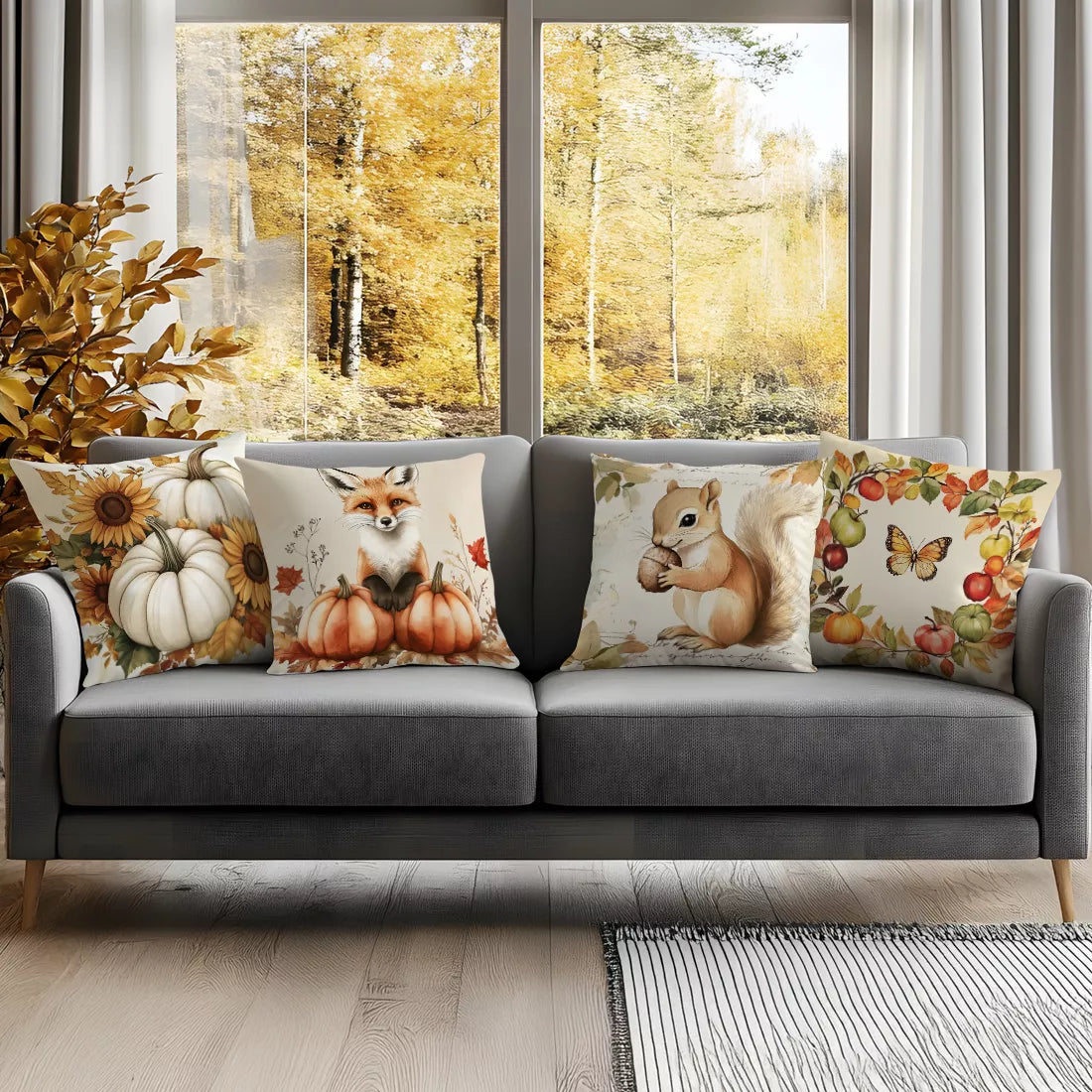 Retro Autumn Harvest Cushion Cover – Cozy Fall-Inspired Home Décor Pillowcase