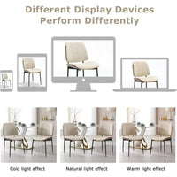 Dining Chairs Set of 6, PU Leather Armless Kitchen Chairs, Modern Walnut Style with Metal Legs - DSARD - DSARD