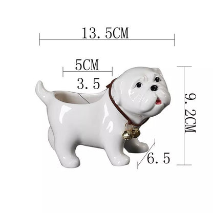 Adorable Ceramic SharPei Dog Succulent Planter Pot – Cute Home & Office Decor