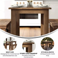 Rustic Farmhouse Solid Wood Dining Table with Square Legs, 46″ x 30″, Seats 4 - DSARD