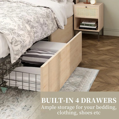 Natural Rattan Queen Bed Frame - DSARD