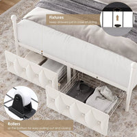 Full Size Upholstered Canopy Bed Frame with Storage Drawers - DSARD