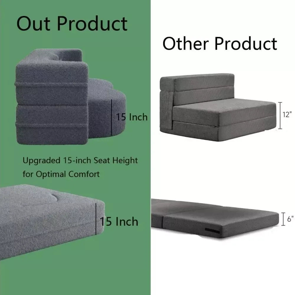 78″ Convertible Folding Sofa Bed – Queen Floor Couch & Sleeper Loveseat - DSARD - DSARD