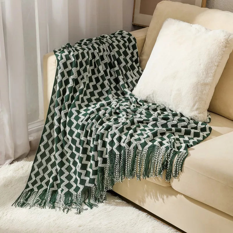 Luxury Knit Geometric Throw Blanket