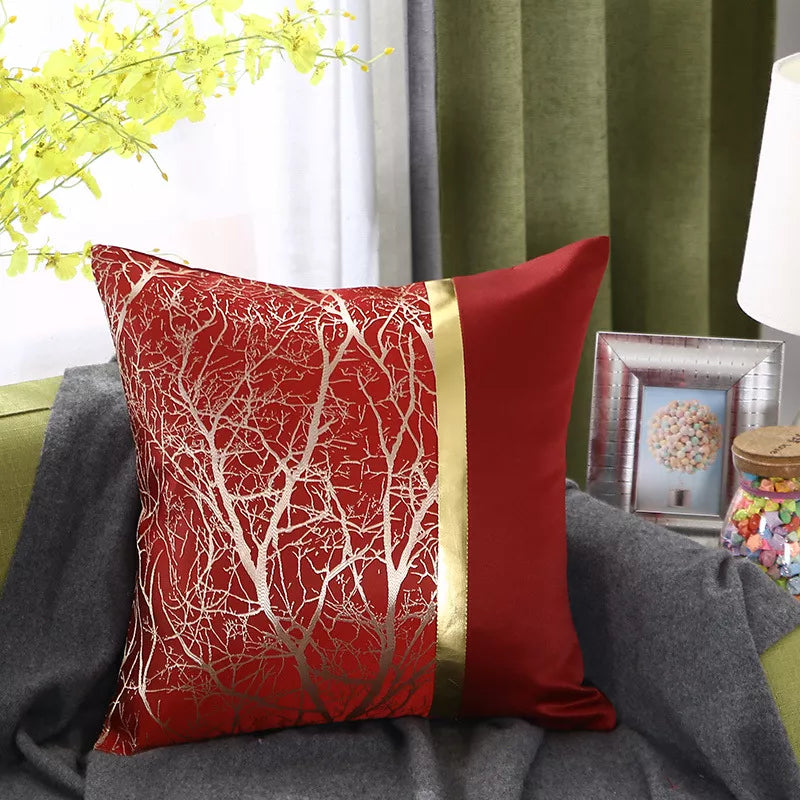 Luxury Gold Jacquard Throw Pillow Cover 18×18 – Elegant Textured Cushion Case