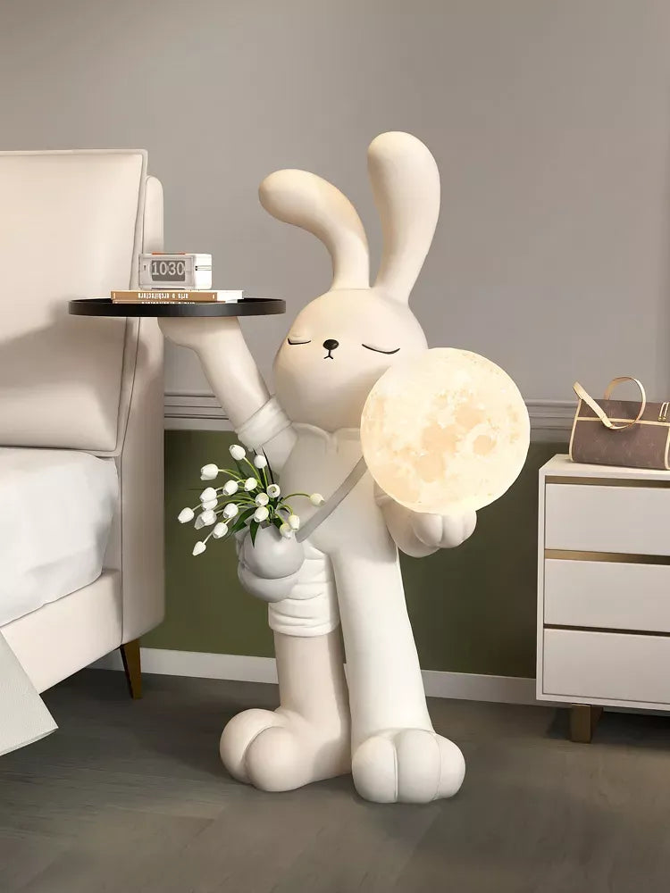 Nordic Rabbit Statue with Tray