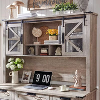 60″ Rustic Farmhouse Executive Desk with Hutch and Charging Station - DSARD - DSARD