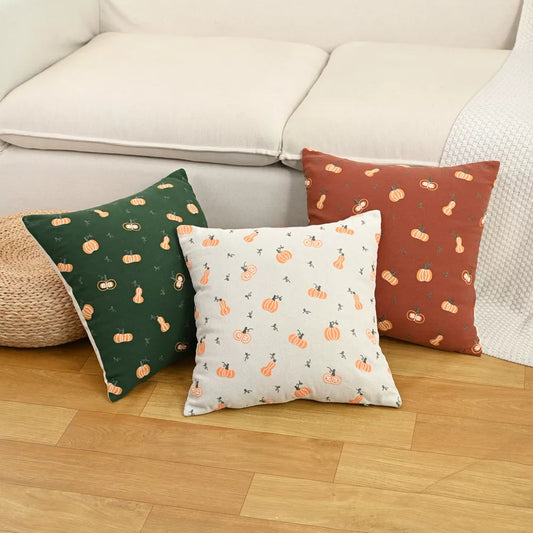 Embroidered Pumpkin Pillowcase – Festive Autumn Decor