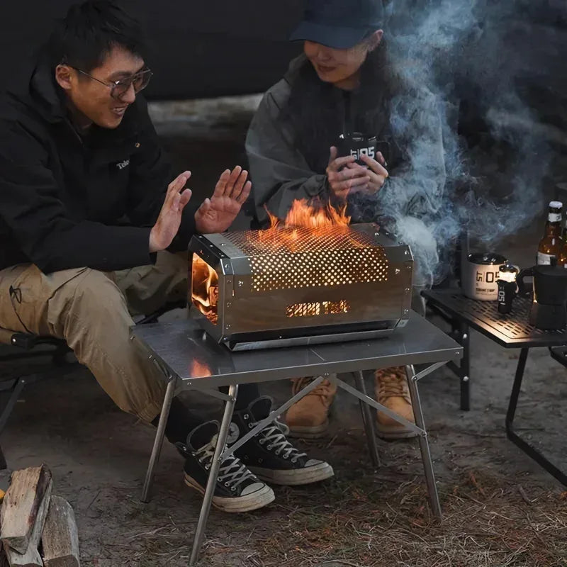 DSARD Portable Stainless Steel Camping Stove: Foldable Outdoor BBQ & Winter Warmer - DSARD