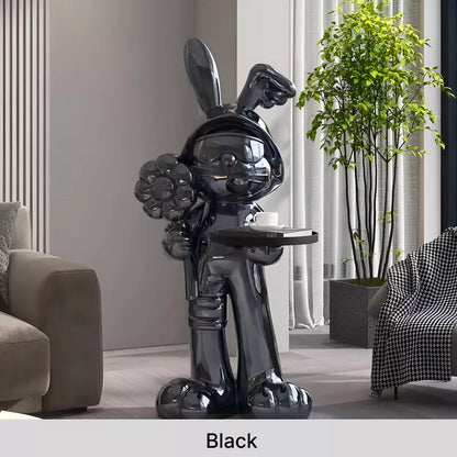 Nordic Rabbit Statue Table with Tray