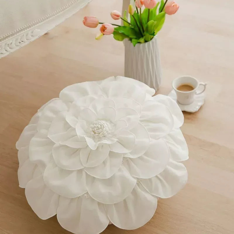 Pink 3D Flowers Pillows with Inner Core Home Decor White Flower Petal Cushions Sun Flower Room Decoration Throw Pillow 50x50cm