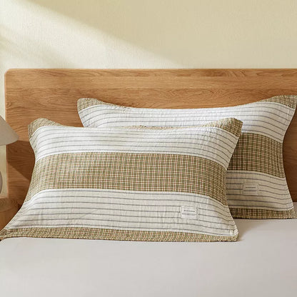 Soft Gauze Cotton Plaid Pillow Towels with Elastic Band, 2-Pack