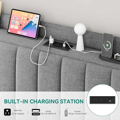 Luxury Queen LED Floating Bed Frame with USB and Type-C Charging Ports - DSARD